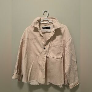Zara 100% cotton boxy corduroy jacket with raw hem